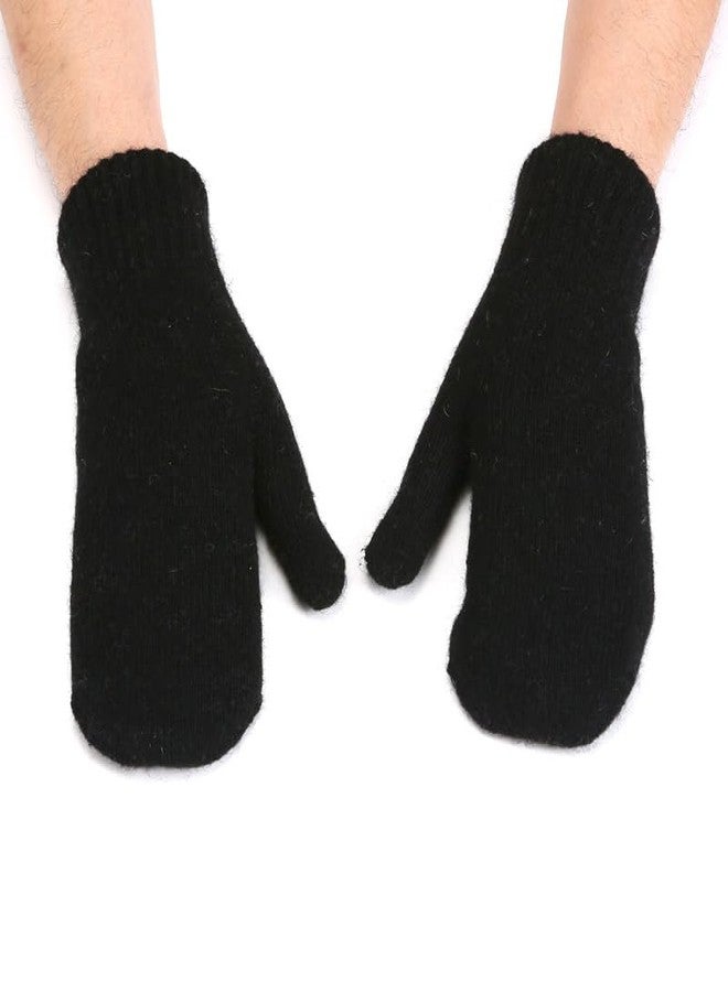 OVOY Mens Winter Warm Large Size Knit Mittens - Cold Weather Thick Lining Knit Gloves for Outdoor - Image 1